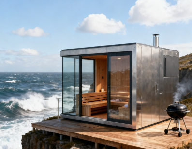Tideside Retreat: saună în aer liber rezistentă la apă pentru orice vreme